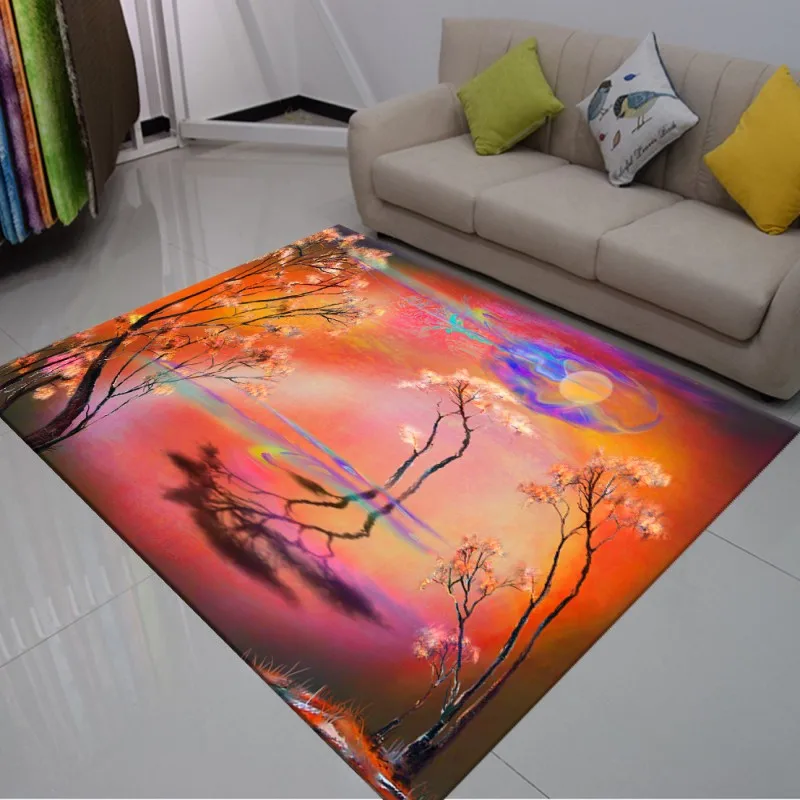 Художественный водонепроницаемый ковер с изображением листьев дерева домашний