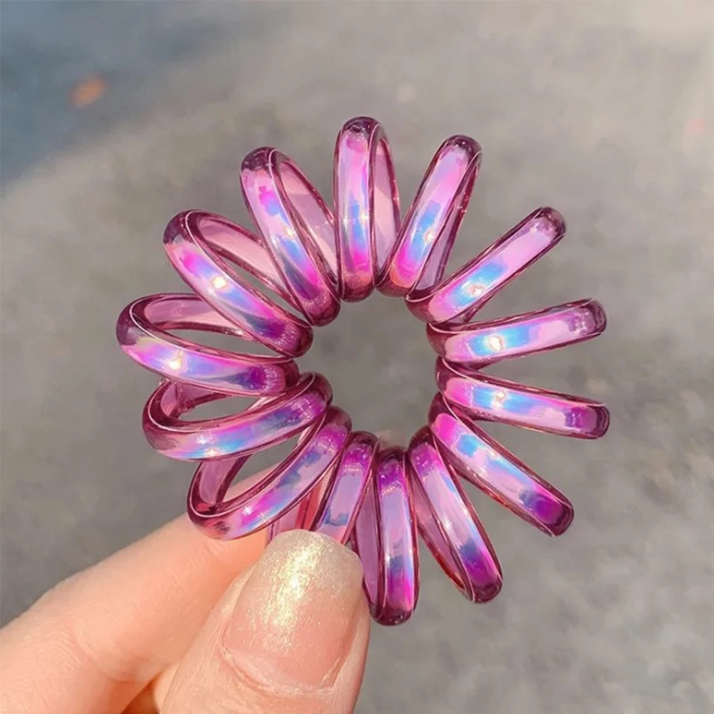 

1Pc Women Girls Telephone Wire Hair Rope Colorful Ponytail Holder Headwear Elastic Hair Bands Hair Bands Kids Hair Accessories