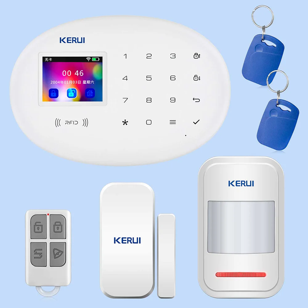 Kit 1 KERUI переключаемая языковая Wi-Fi сигнализация W20 беспроводное приложение для домашней безопасности дистанционное управление 2,4 дюймов экран сигнализация комплект фитингов - Цвет: Kit 1
