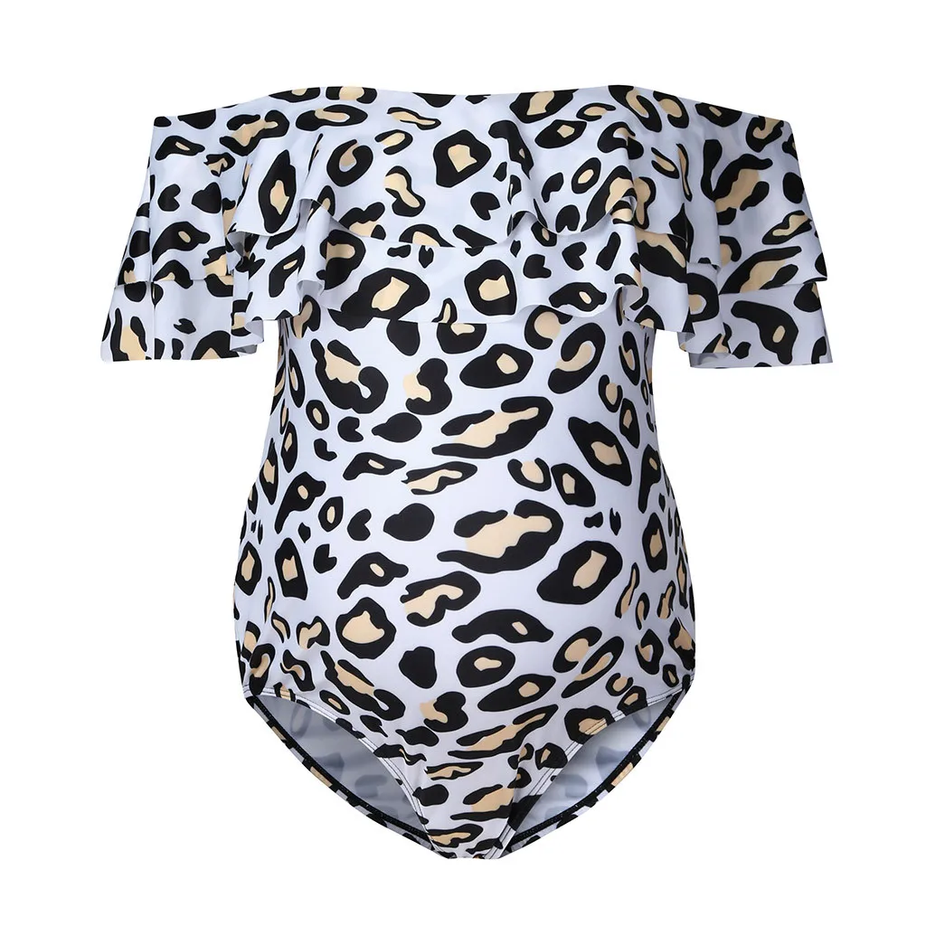 Leopard Swimwear Maternity Tankinis Women Print Bikinis Sexy Swimsuit Ruffles Pregnant Suit Beachwear Biquinis Summer | Спорт и