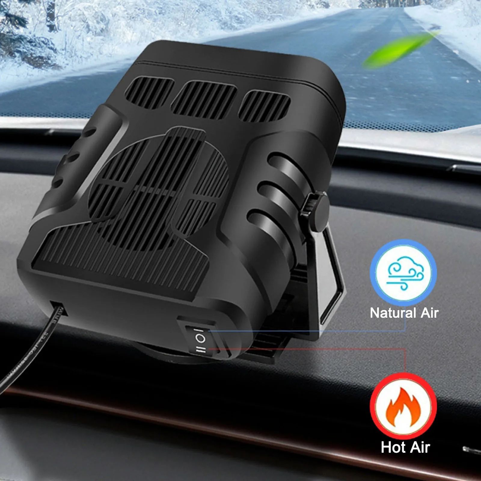 

Portable Car Heater 2in1 Fast Heating Cooling for Quickly Defrost Defogger Demister Automobile Windscreen Windshield Heater Fan