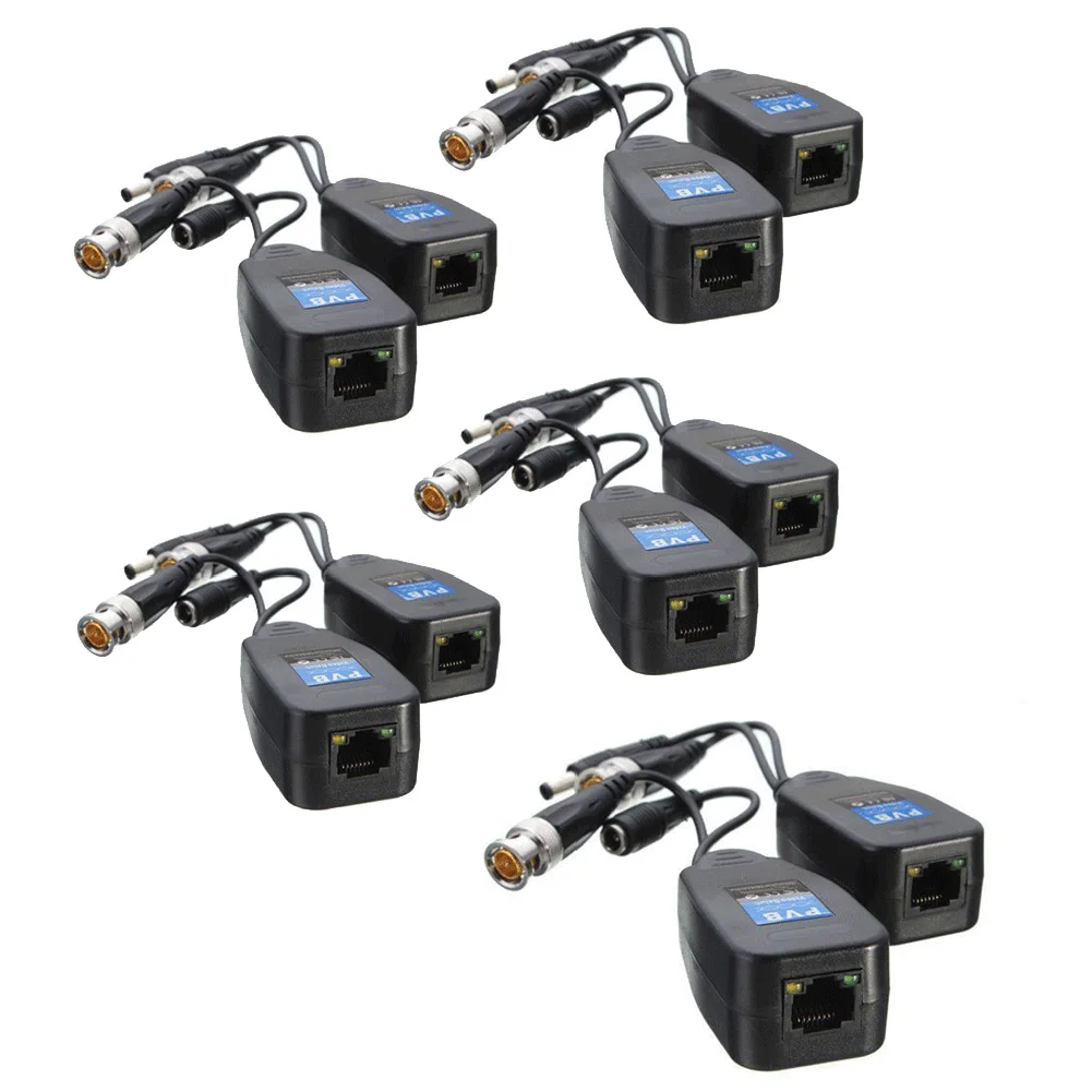 5 Pairs CCTV Coax BNC Video Power Balun Transceiver zu CAT5e 6 RJ45 Stecker HJ55