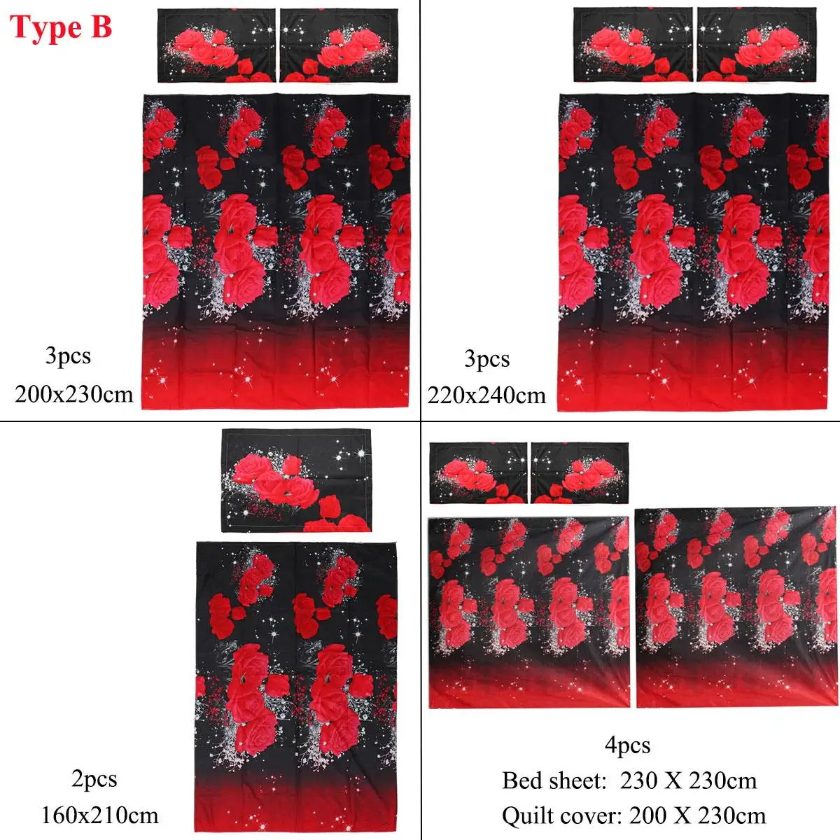 

Floral Bedding Set 3D Flowers Polyester Duvet Cover Set Bedsheet Pillowcase Comforter Bedding Sets Chritsmas Wedding Gifts