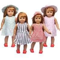 18 inch doll dress summer 43cm fashion doll sun hat for american girl dolls furniture doll fashion lovely leisure time dress