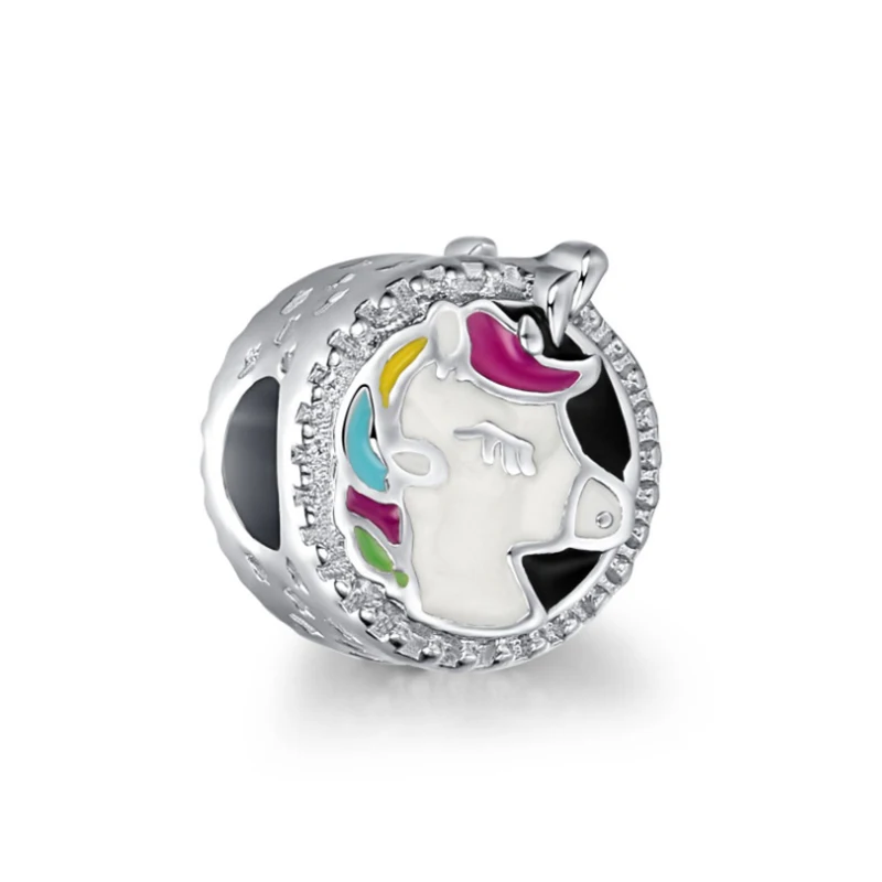 2 шт./лот Модный милый кулон в виде единорога подходит для брендовых браслетов