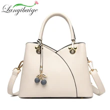 2021 Hot Sale PU Leather Messenger Bag Ladies Brand Stitching Designer Bag Large Capacity Handbag Exquisite Pendant Shoulder Bag