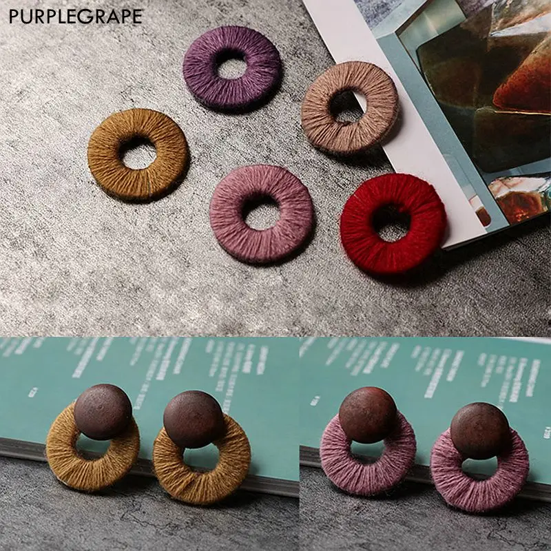 

PURPLEGRAPE DIY Earrings Jewelry Material Handmade Hair Accessories Wool Circles Rings Autumn Winter Retro 8pcs