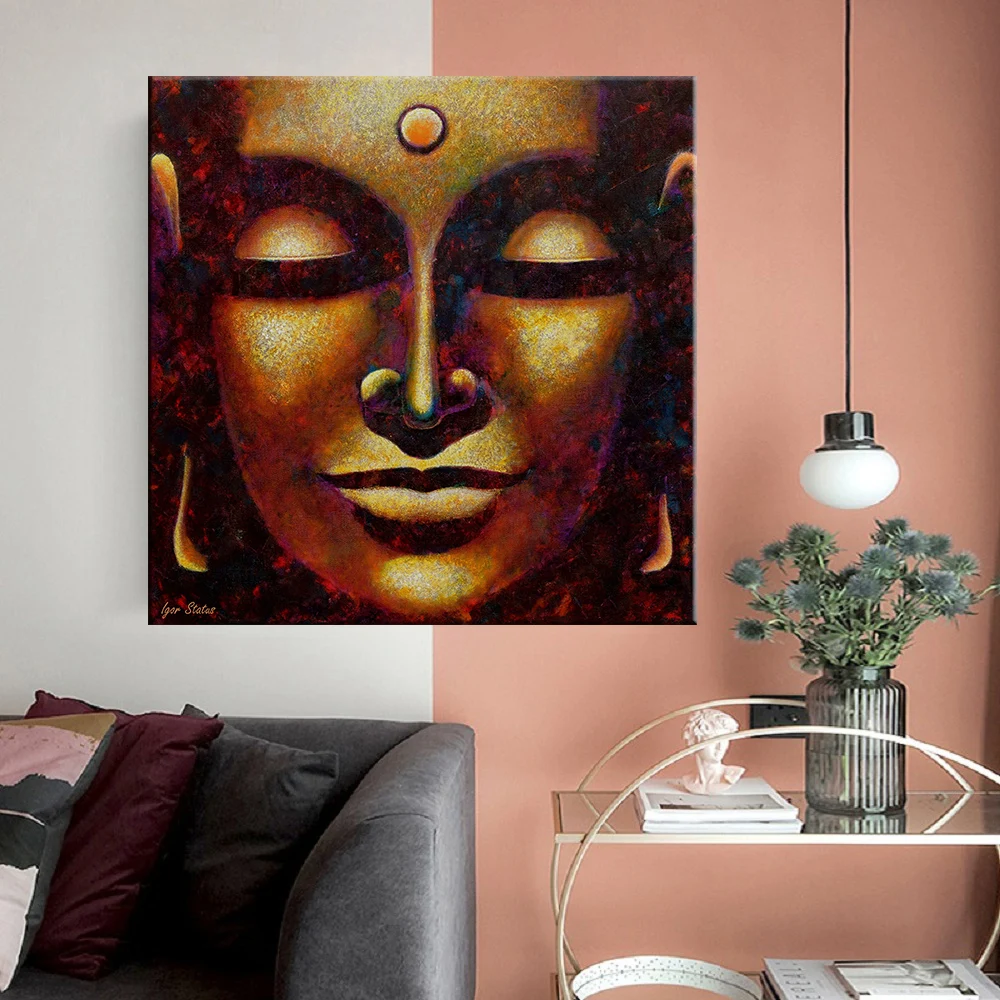 

Buddha Head HD Prints Wall Art Posters and Prints Buddha Head Picture Canvas Painting Wall Picture for Living Room Decoration