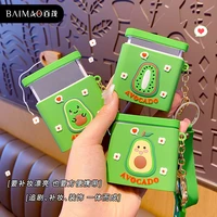 cartoon avocado kiwi creative mobile phone holder keychain pendant female portable vanity mirror bag pendant