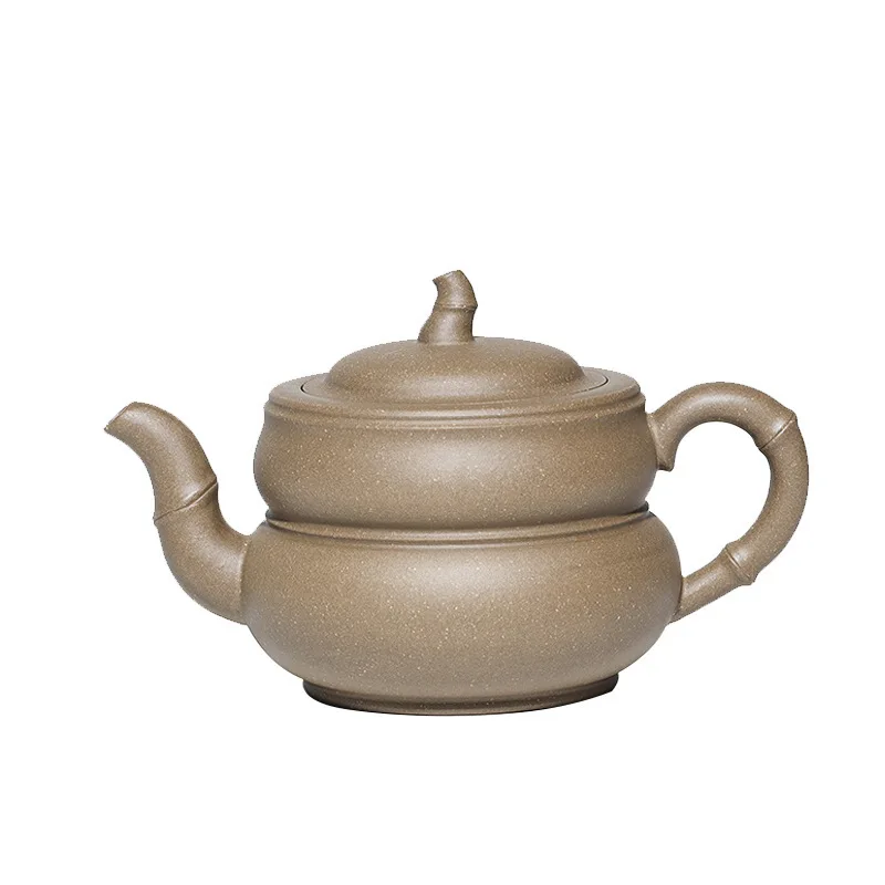 

Yixing Dark-red Enameled Pottery Teapot Raw Ore Old Section Mud Pure Full Manual Bamboo Joint Gourd Competitive Products