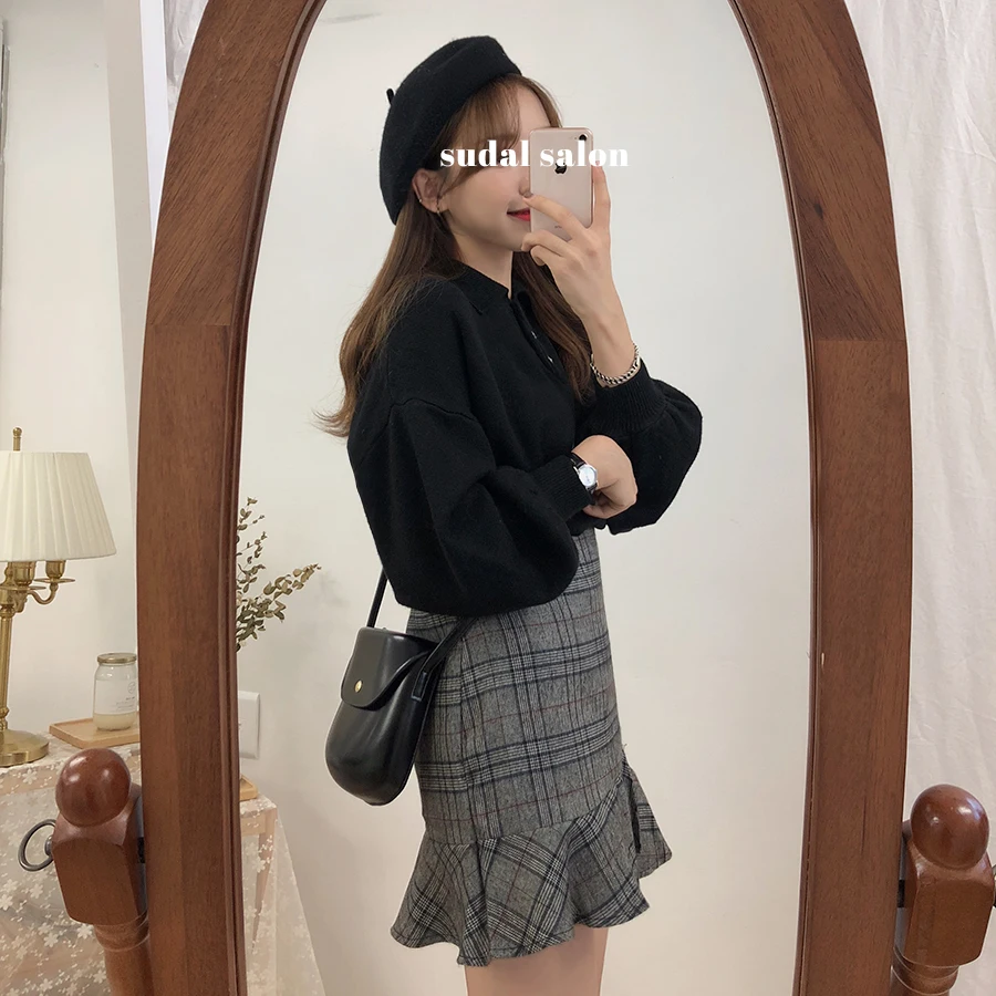 Плитка размера плюс тартан обтягивающая одежда Юбки с оборками для женщин