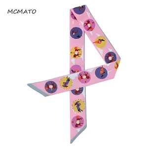 Новинка 2019, женский шелковый шарф с принтом лошади, ручка, сумка, ленты, женский головной шарф, маленький женский галстук, длинные шарфы и палантины