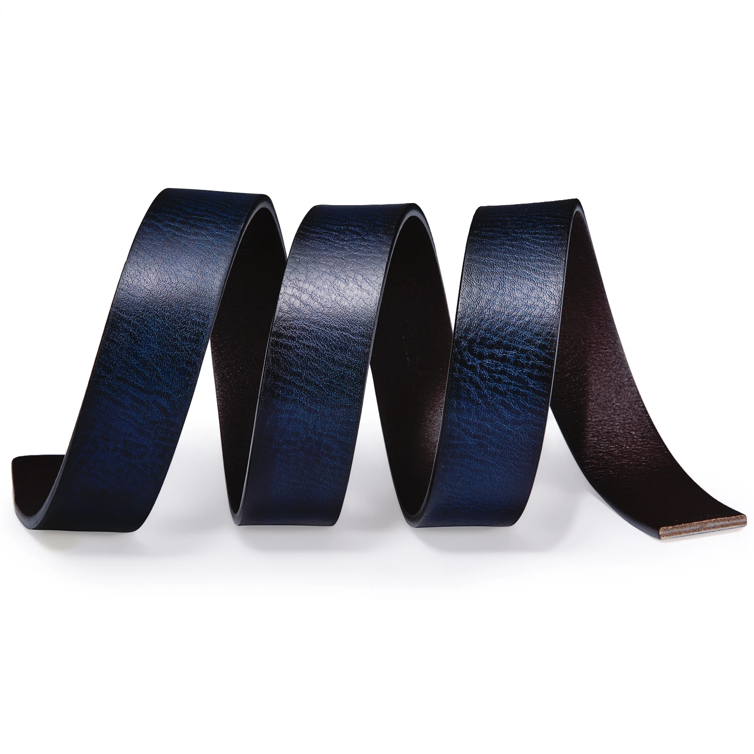 

Hi-Tie Men's Cowboy Casual Blue Genuine Leather Fashion Belts for Men Luxury Designer Automatic Buckle Leather Jeans Belt 3.5cm