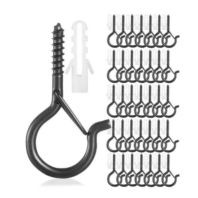 

12/24/36PCS Q-Hanger Heavy Duty Screw Hooks Ceiling Hooks with Safety Buckle for Plant and Christmas Outdoor String Lights Hooks