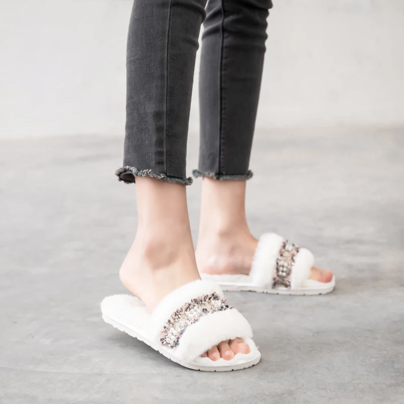 Women Home Slipper Winter Warm Shoes Woman Slip On Flats Slides Female Faux Fur Slippers Indoor Flip Flops | Обувь