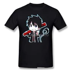 Мужская одежда синяя футболка с изображением экзорциста Рина Окумура аниме Мужская футболка Рин Окумура Чиби стикер Модный с коротким рукавом