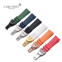carlywet 22mm black blue orange red green white waterproof silicone rubber watch band straps bracelets for tudor black bay