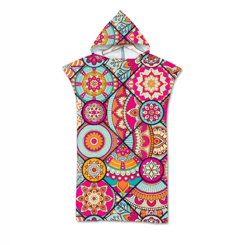 

3D Bohemian Adult and Children Hooded Bath Towel Microfiber Beach Towel Swimming Pool Fitness Towel
