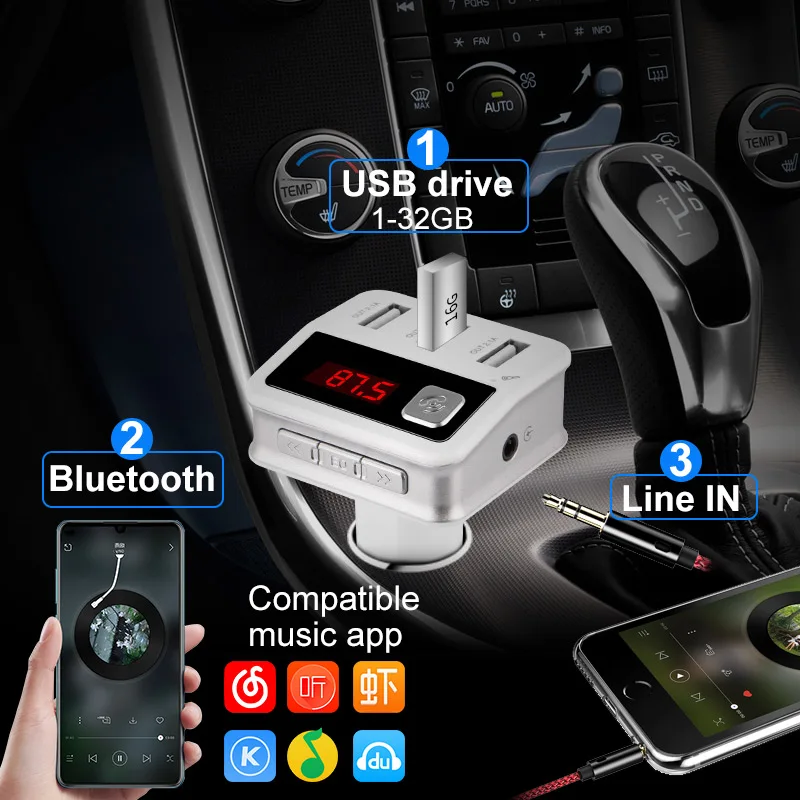Fm-передатчик Jilang модулятор Bluetooth приемник свободные руки беспроводной