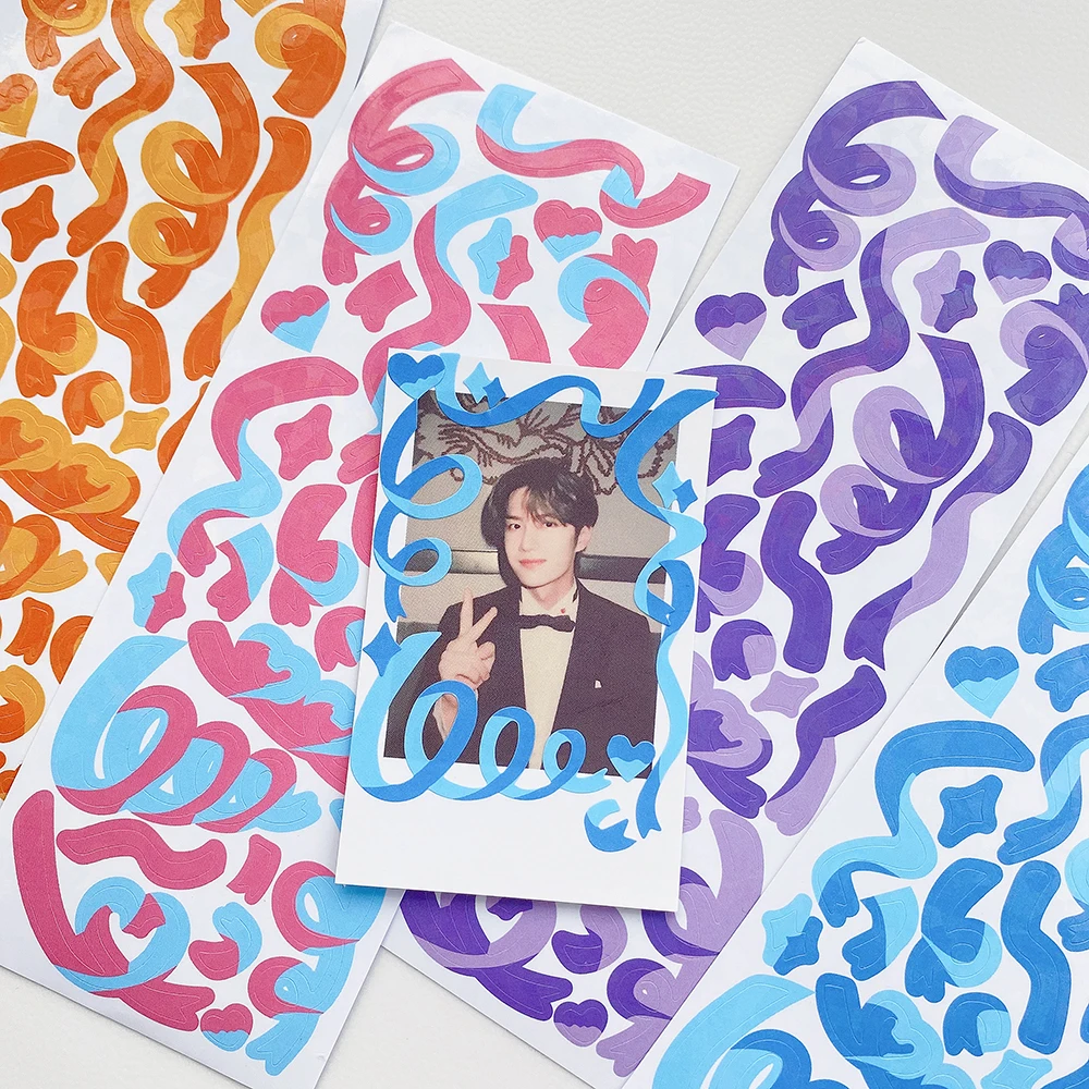 Эстетическая лента наклейка с блестками в Корейском стиле Ins Kpop Toploader Card декор для