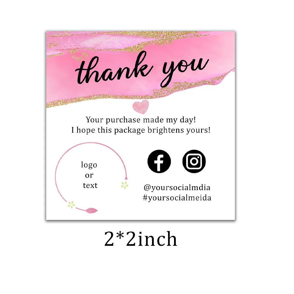 Пользовательская Современная упаковка мини-карточка розовое золото спасибо за