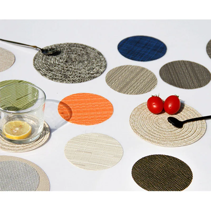 

Nordic Placemat Round PVC Table Mat Coaster Weave Heat Resistant Coffee Mug Cup Pad Nonslip Home Decor Kitchen Accessories