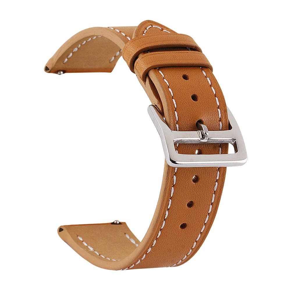 Ремешок из натуральной кожи для Amazfit GTR быстросъемный браслет часов GTS/ Bip Lite 47 мм 42