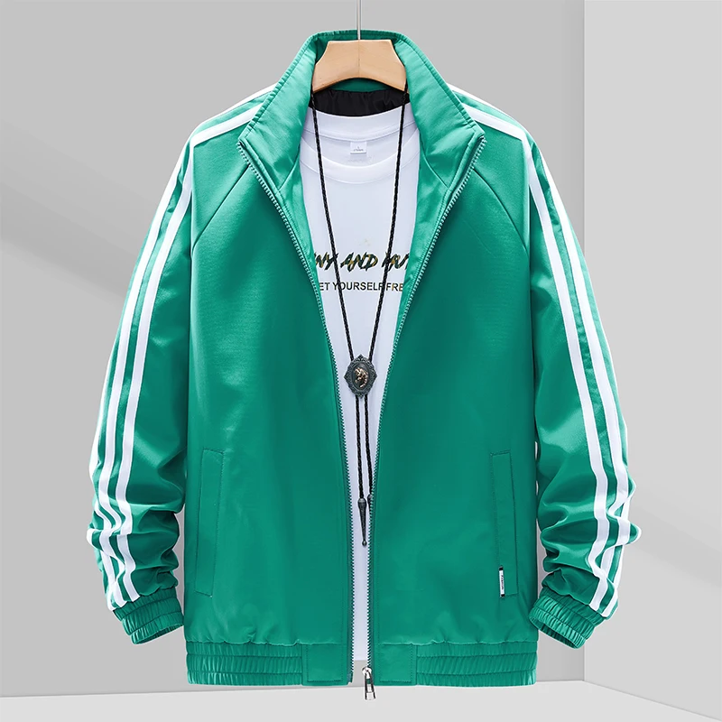 

Mens Stand Collar Jacket Men 2021 Spring New Fashion Windbreaker Solid Jackets Green Coats Casual Loose Sports Jacket For Men