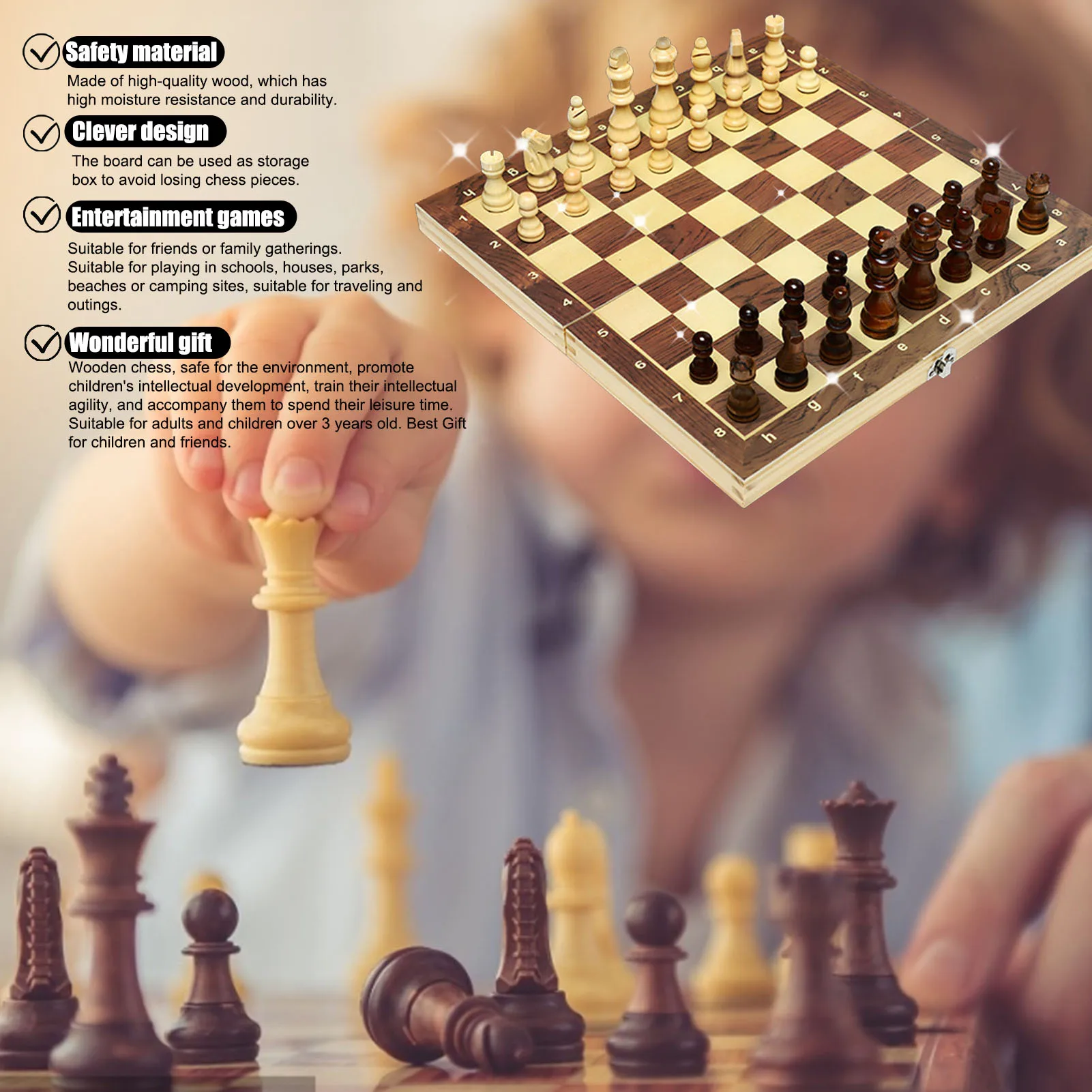 Деревянные шахматы складной шахматная доска комплект Бесплатная двух королев