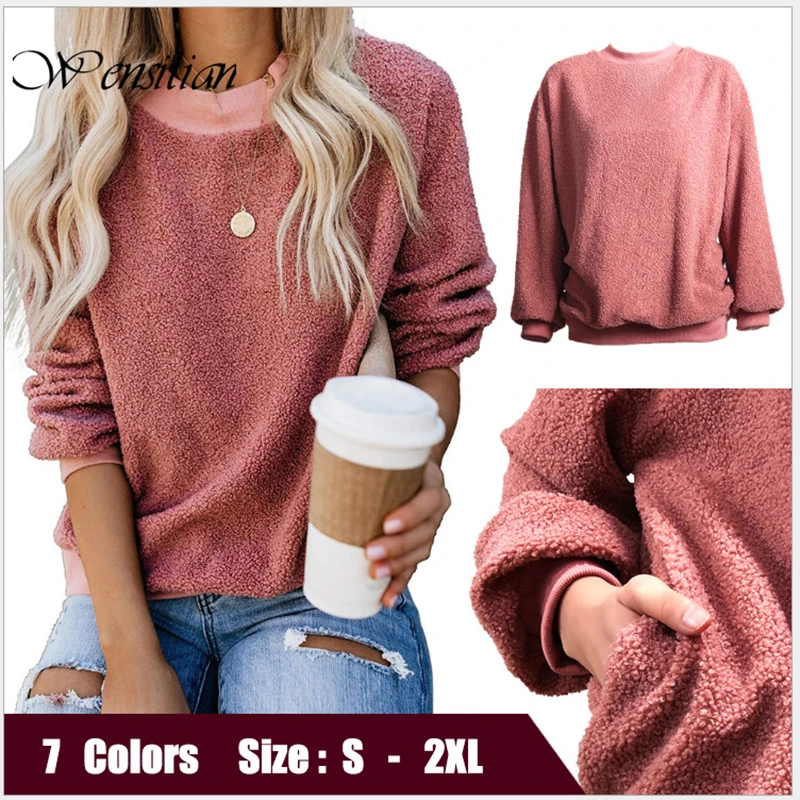 Warm Casual Pullovers Women Sweater Long Sleeve Sweaters O-neck Pink Streetwear Ladies Outwear Jumper Blusa De Frio Feminina | Женская