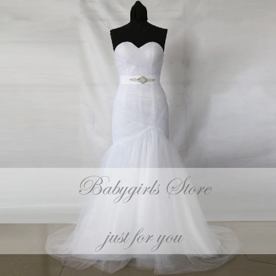 

Real Photo Mermaid Wedding Dress Off Shoulder 2020 Sweetheart Bridal Dress Cheap Wedding Gowns with Detachable Sash Trouwjurk