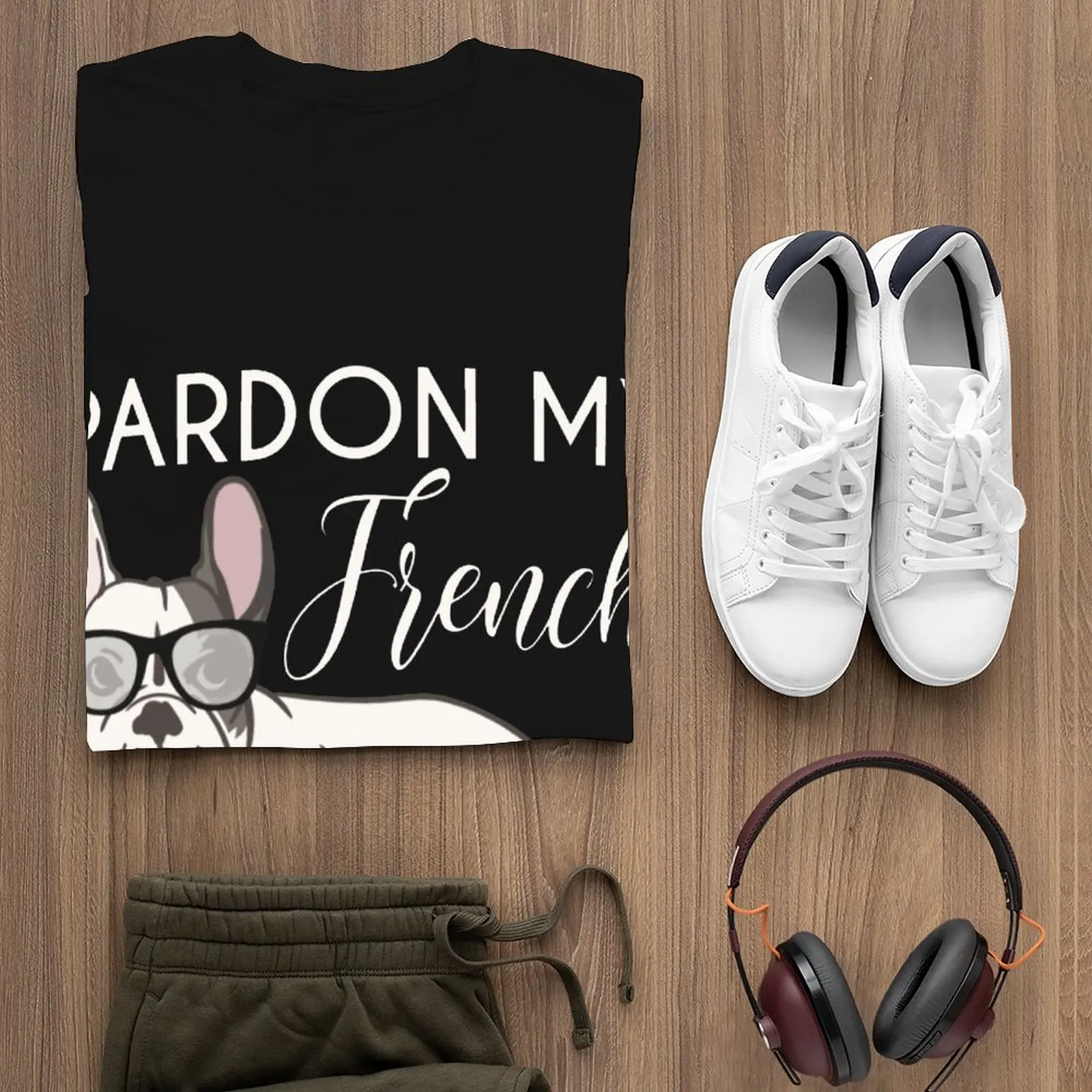 Футболка с рисунком французского бульдога Модная хлопковая футболка коротким