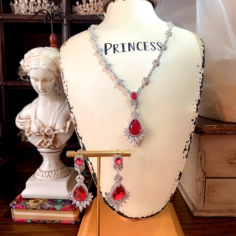 

CC Luxury Jewelry Set for Women Wedding Accessories Bridal Dress Engagement Jewellery High Quality Necklace Earrings Sets T0105