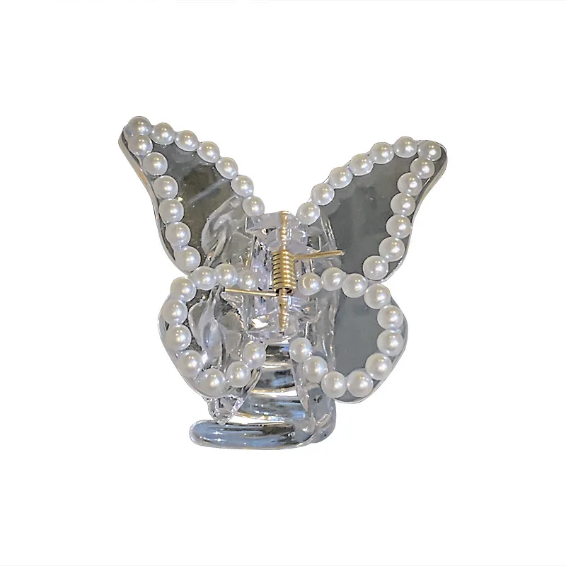 

LOVOACC 3 Designs Clear Butterfly Hair Clamps Imitation Pearls Resin Hair Clip Large Korean Cute Retro Hair Accessories 2021