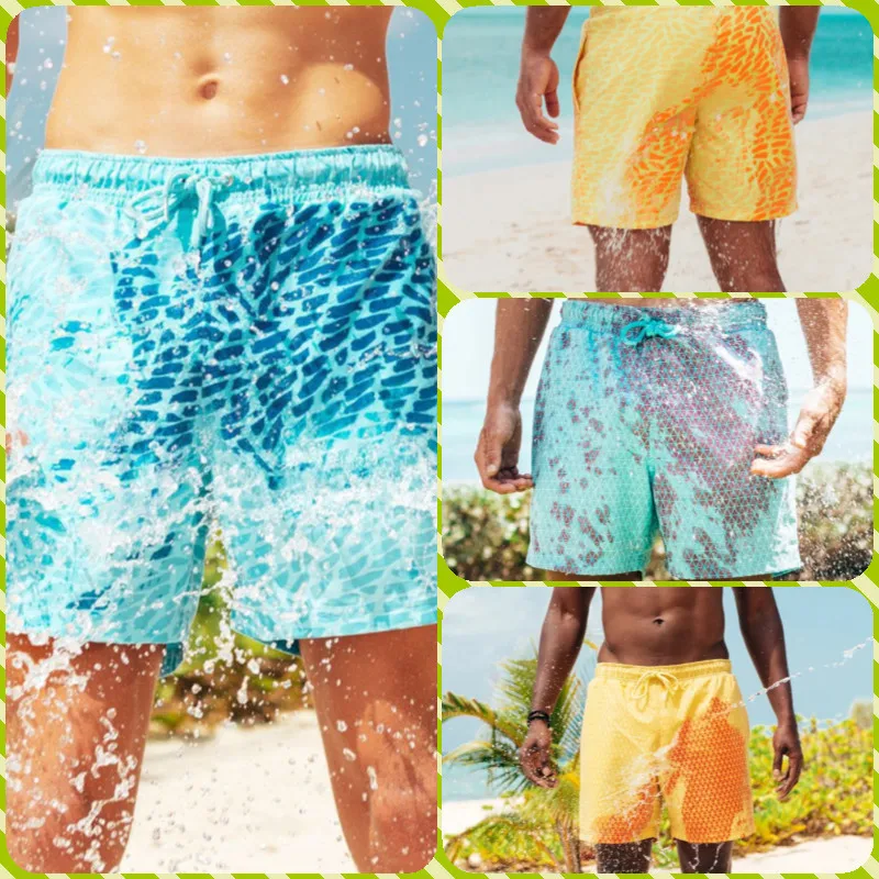 

2021 Summer New Hot Style Beach Pants Men's Fast Dry Large Size Temperature-Color Shorts Swimming Shorts Men Gym Pants