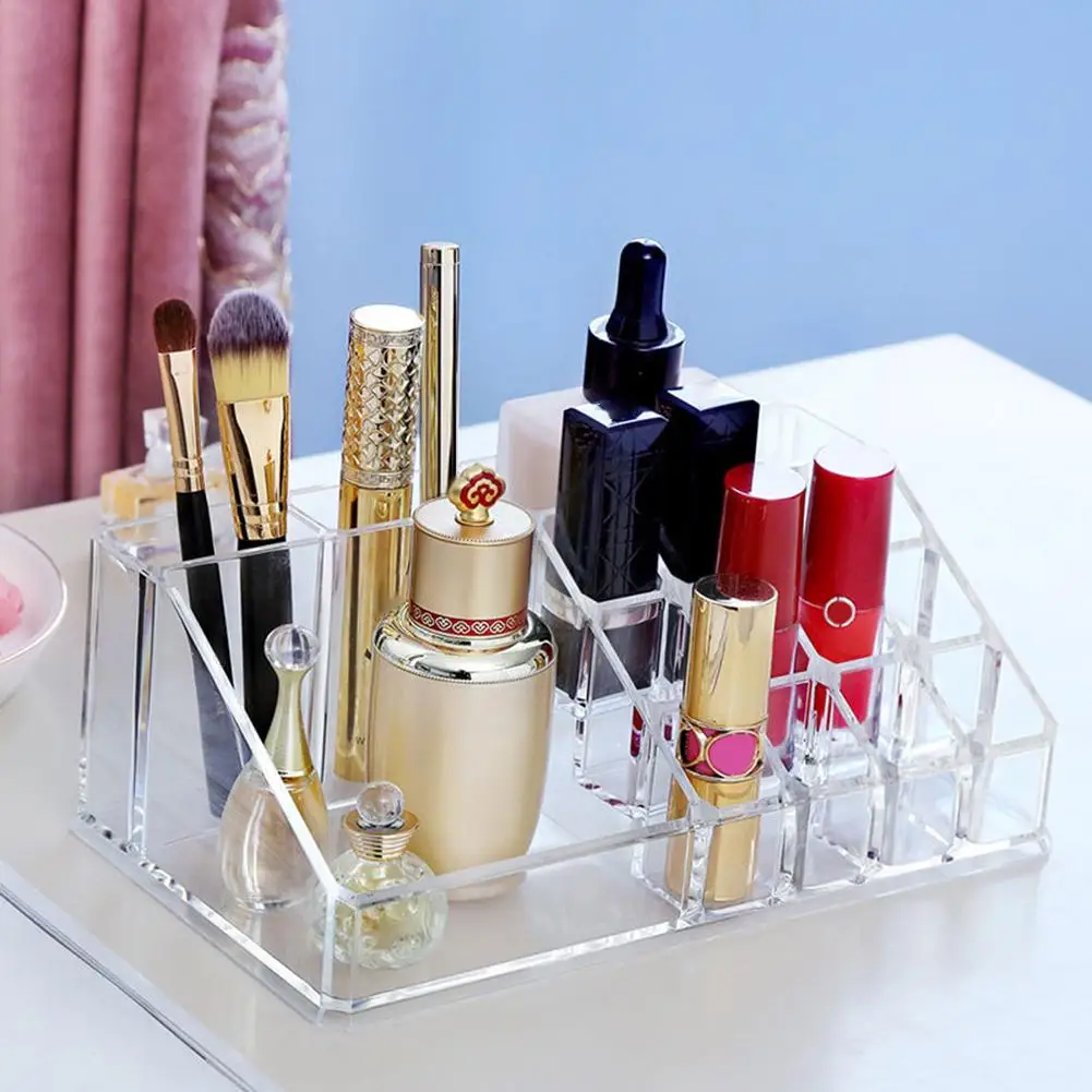 

Makeup Organizer Multiple Grid Cosmetic Storage Box Transparent PS Lipstick Rack Jewelry Nail Polish Desktop Container
