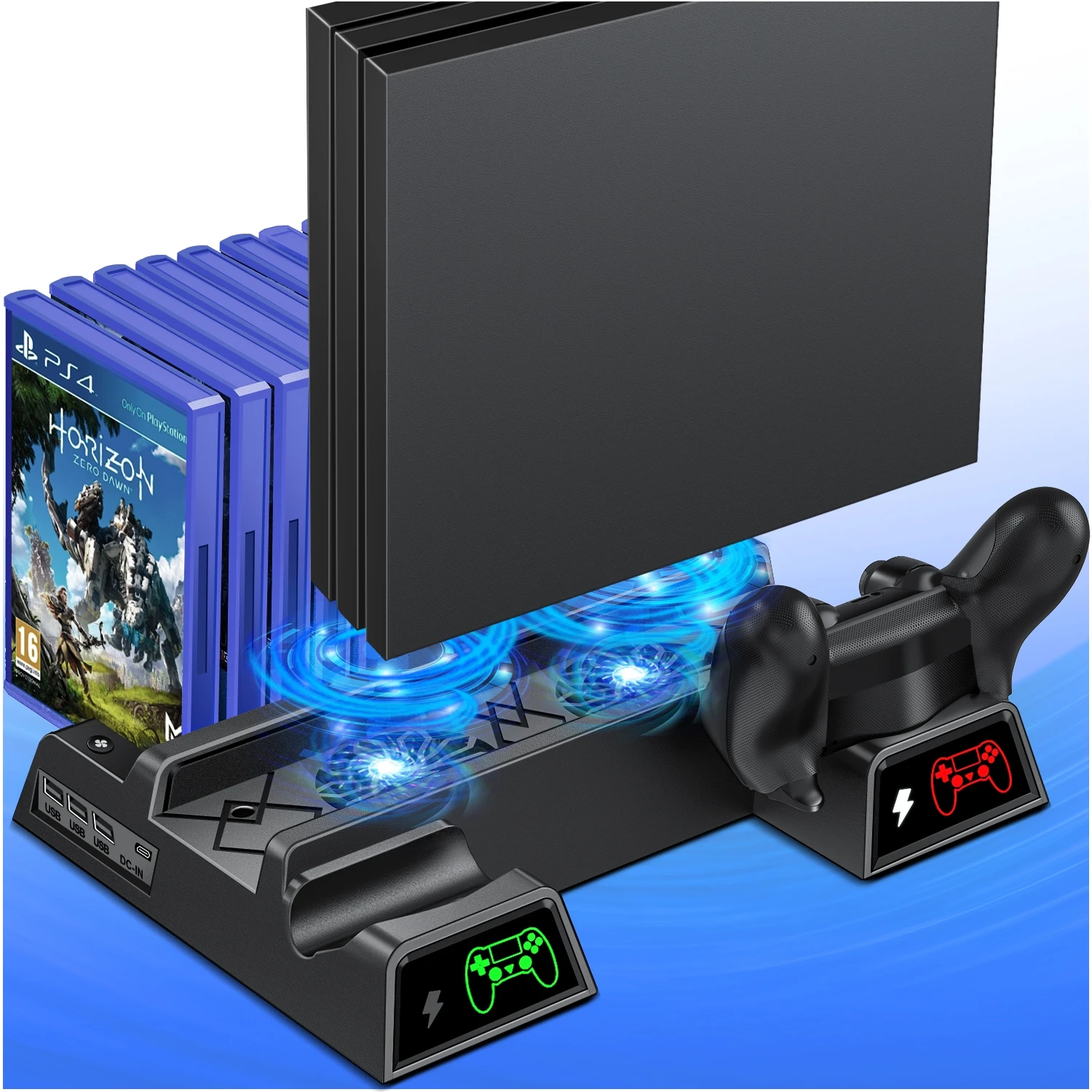 Охлаждающие вентиляторы для консоли PS4/PS4 Pro/PS4 Slim вертикальная светодиодная