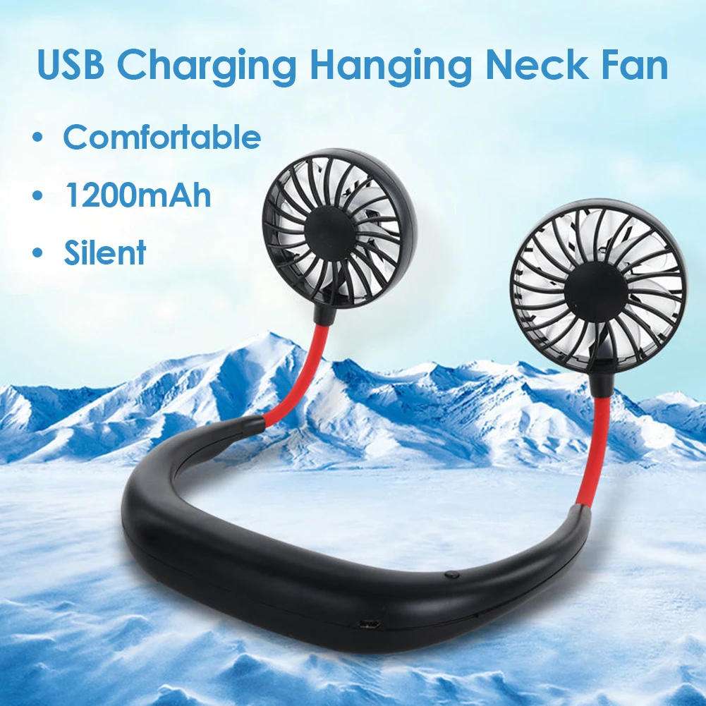 

Hands-free Neck Band Hands-Free Hanging USB Rechargeable Dual Fan Mini Air Cooler Ventilator Summer Portable Sarmocare