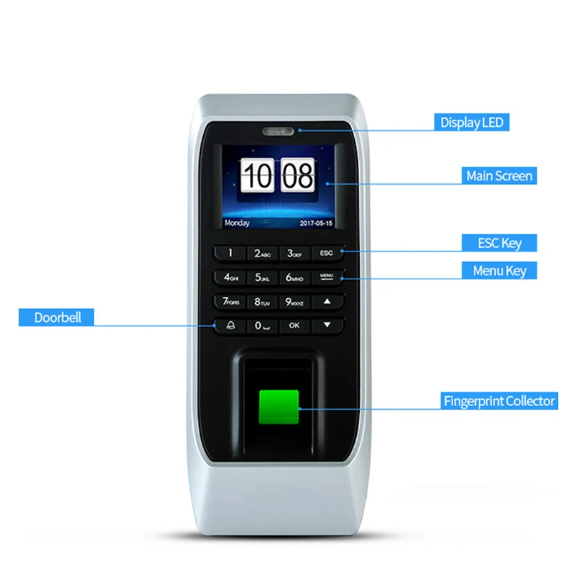 Fingerprint Access Control Machine Attendance Glass Door Password System (EU Plug) | Безопасность и защита
