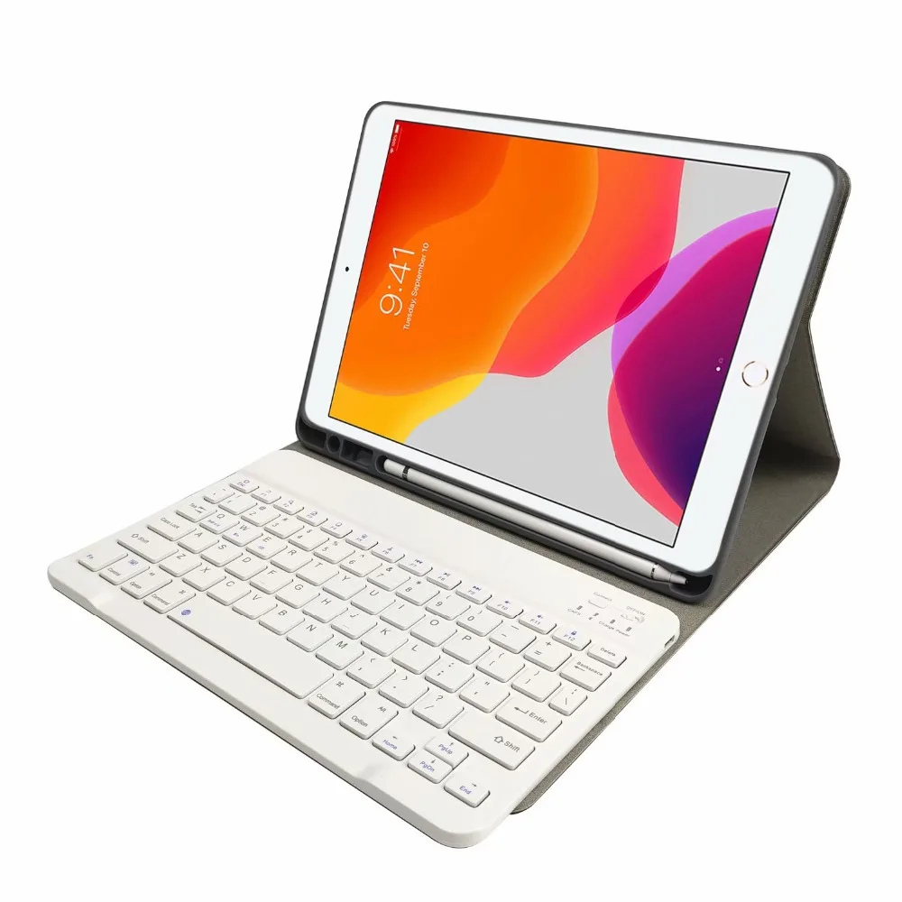 Планшет Bluetooth клавиатура чехол с ручкой держатель для Ipad 7 чехол из искусственной кожи оболочка для IPad 10,2 дюймов клавиатура+ ручка