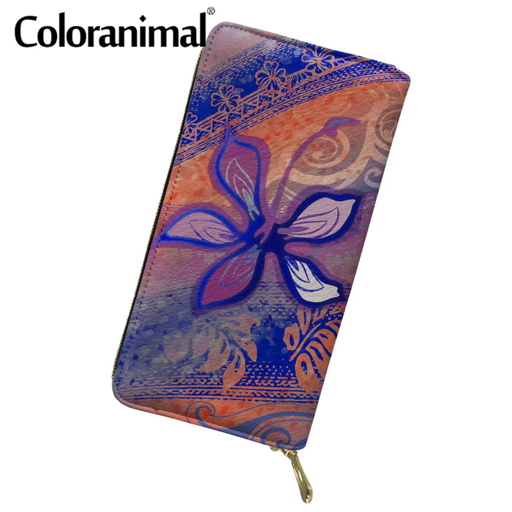 Coloranimal Для женщин переносной сцепления кошелек полинезийской Племенной Гибискус