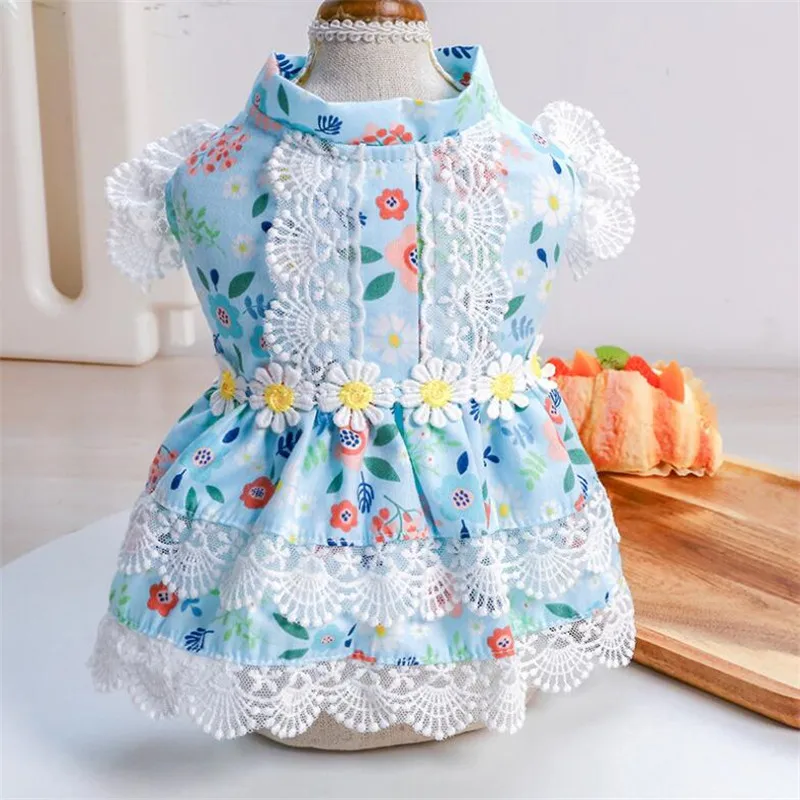 

Floral Pet Cat Dog Dress Lace Princess Skirt French bulldog Clothes Pugs Yorkshire Pugs Puppy Pomeranian Poodle Bichon Costumes