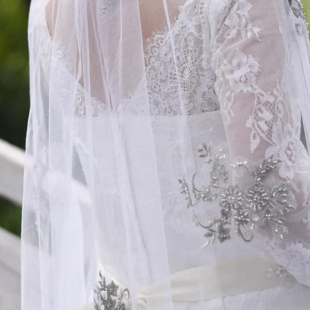 AMORARSI V50 3m или длиной 2 м свадебная фата с цветочным узором украшенные вышитыми