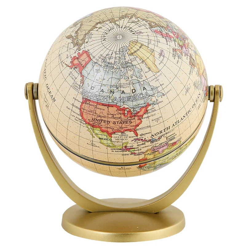 

GTBL Retro Rotating World Globe Earth Antique Home Office Desktop Decor Geography Educational Learning Map School Supplies