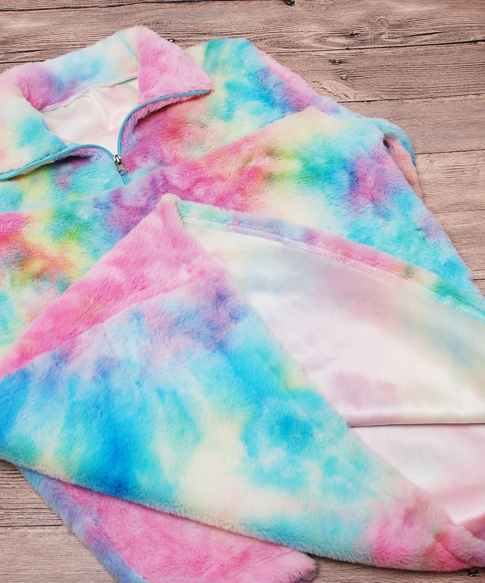 

Adults Tie Dye Sherpa Rainbow Pullover Fleece Sweatshirt Womens Fleece Pullover DOM1071356