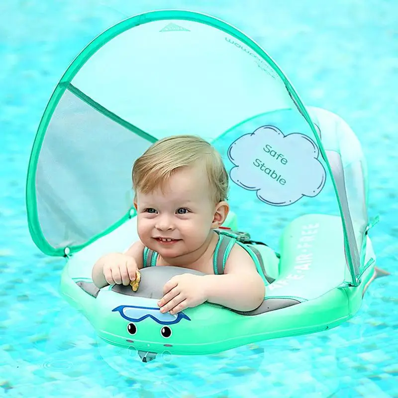 

Kids Baby Swimming Rings With Awning No Inflatable Accessories For Baby Safety Ring Floating Swim Floats Swimming Tra L8Q2