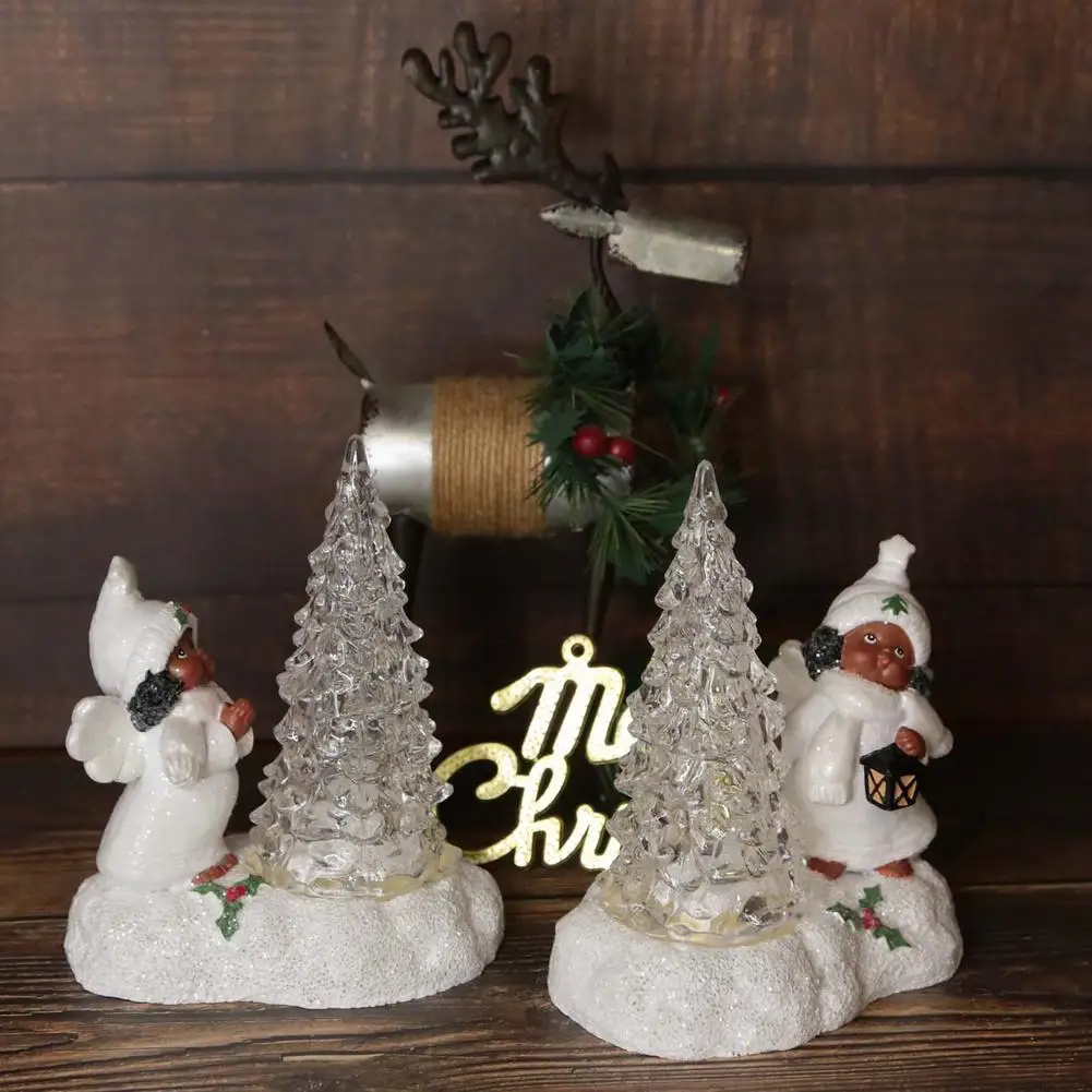 

LED Light Christmas Tree Table Angel Colorful Glowing Christmas Ornament For Christmas Home Decor Table Top LED Color Changing