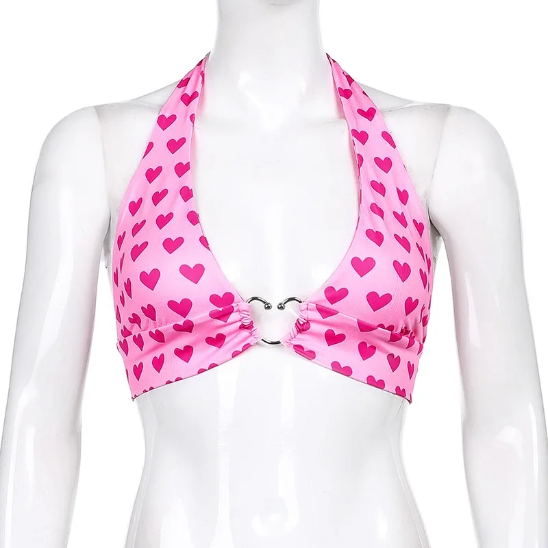 

Club Outfits Cropped Goth Y2k Bandeau Tank Top Women Camisole Brown Pink Corset Top Sexy Backless Sailor Tie Front Bra Top