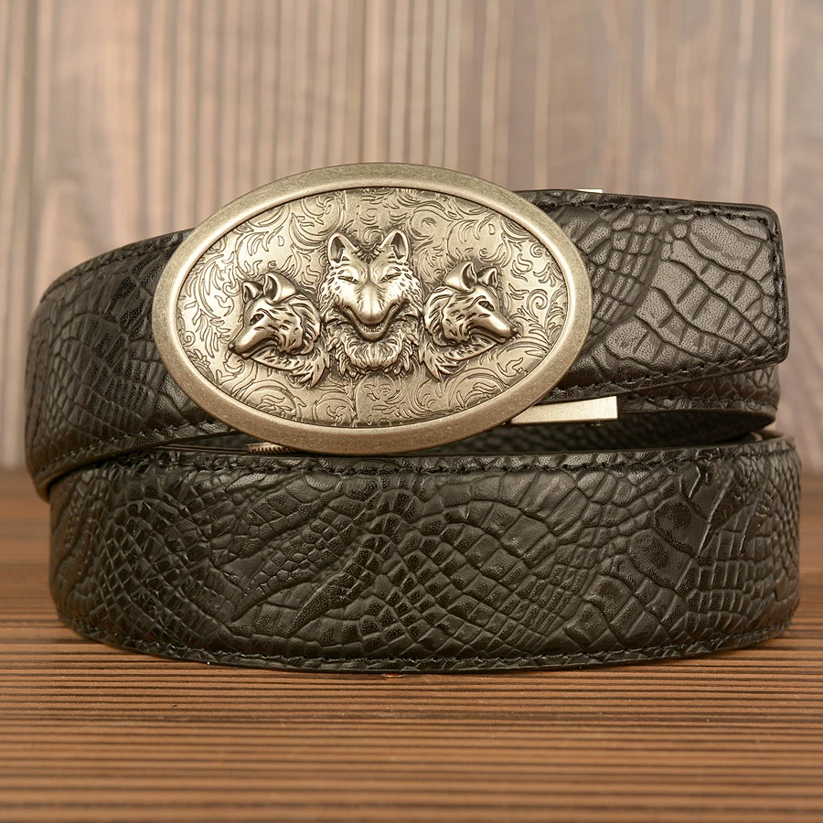 Модные мужские ремни из натуральной кожи с автоматической пряжкой воловьей