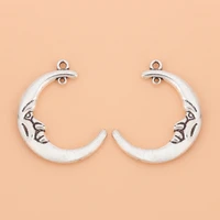 20pcslot tibetan silver crescent moon charms pendants 2 sided for necklace earrings jewelry making accessories